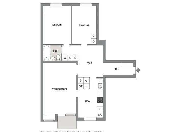 Planritning för Kaptensgatan 3 A