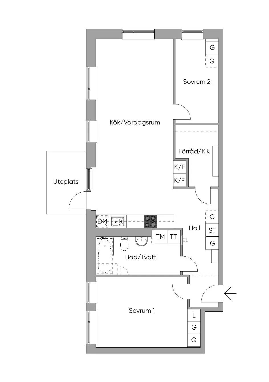 Planritning för Allégatan 57