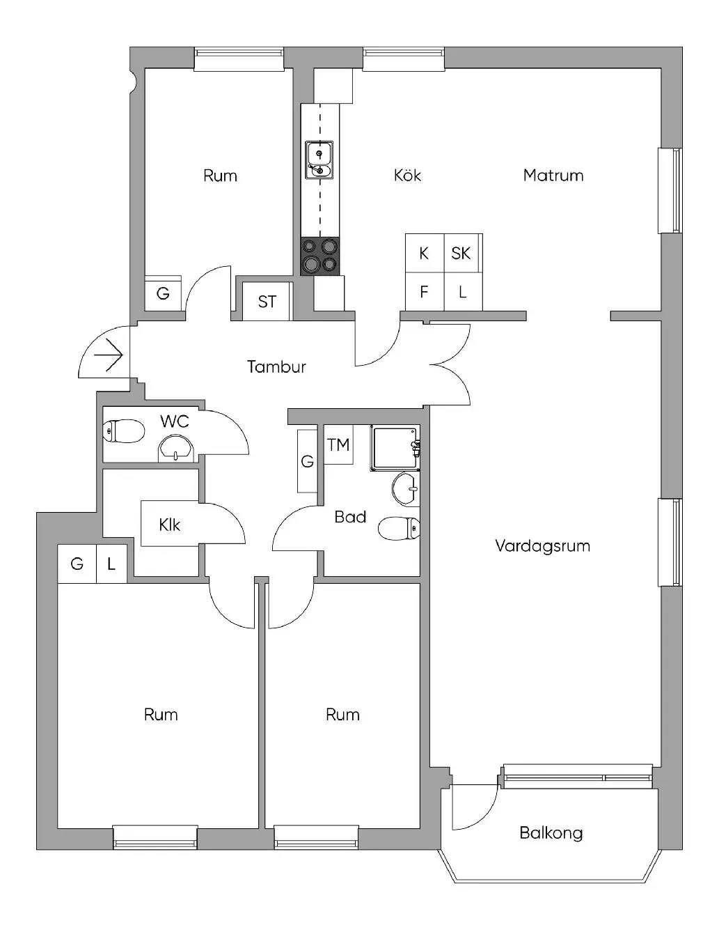 Planritning för Wrangelsgatan 22