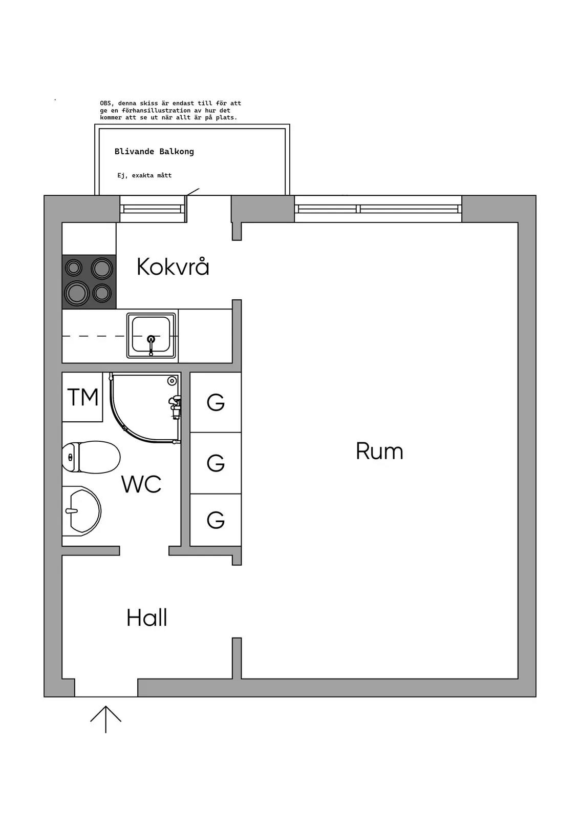 Planritning för Gävlevägen 42B