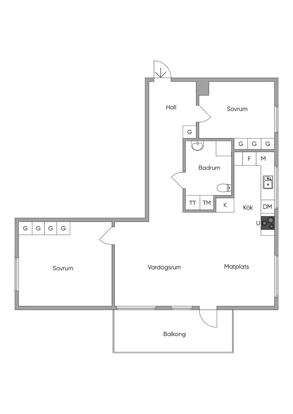 Floor plan for Hammarkullegatan 6