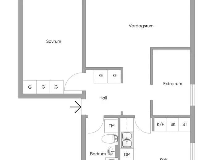 Planritning för Ljuskärrsvägen 13