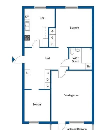 Floor plan for Backgatan 27A