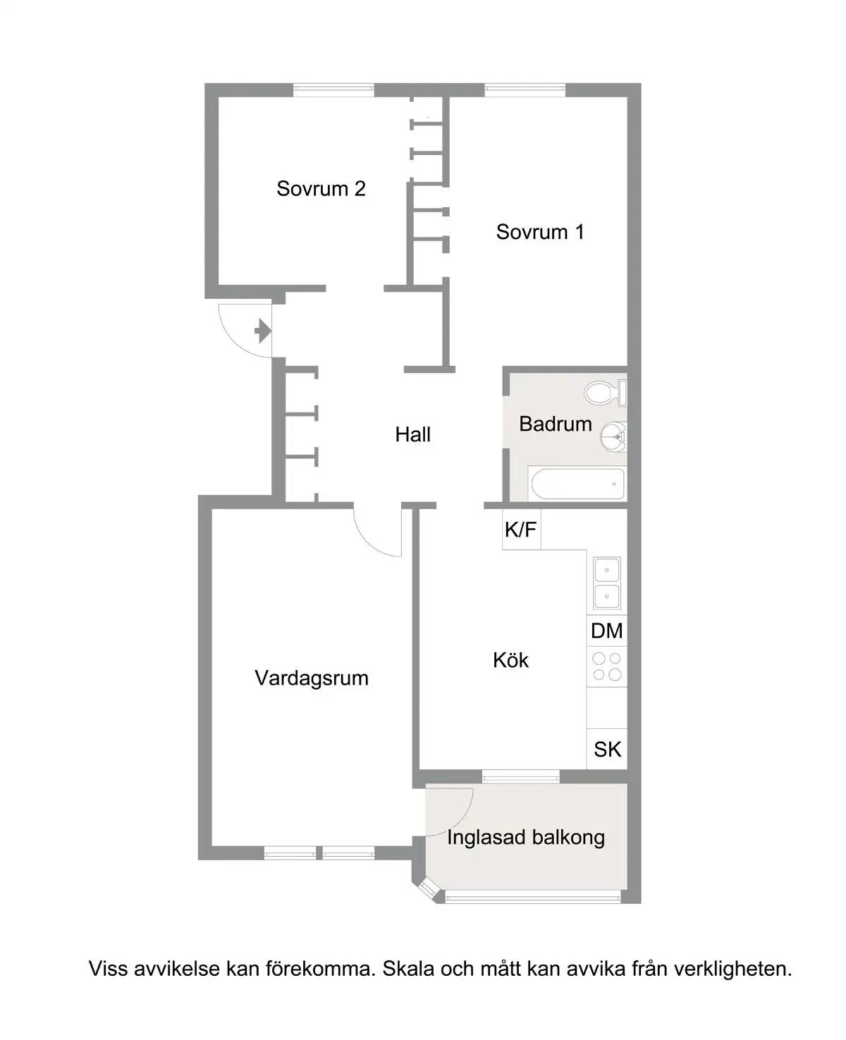 Floor plan for Eriksfältsgatan 83C