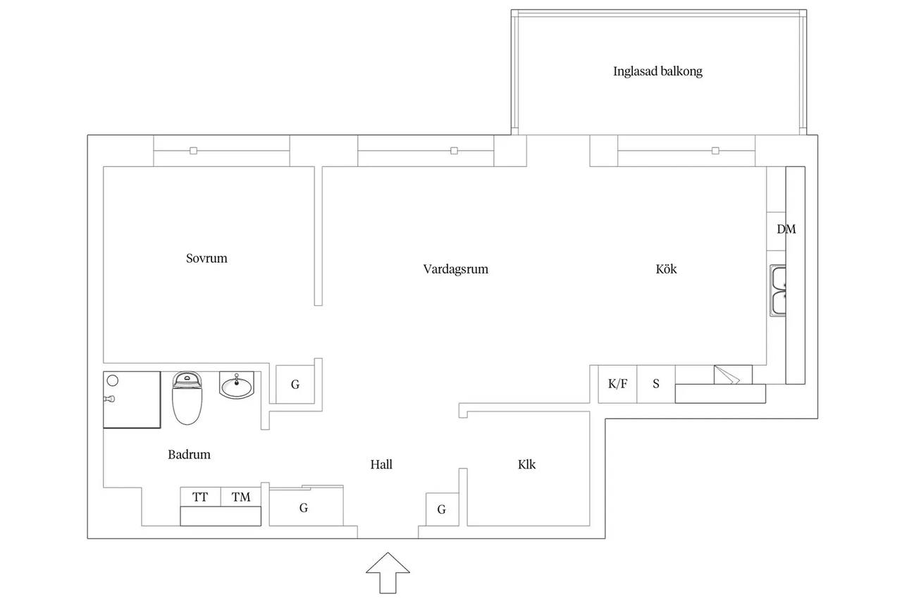 Planritning för Klåva gårdsväg 7B