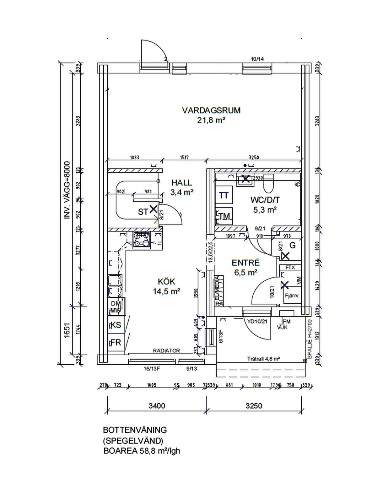 Floor plan for Gärdesvägen 3A
