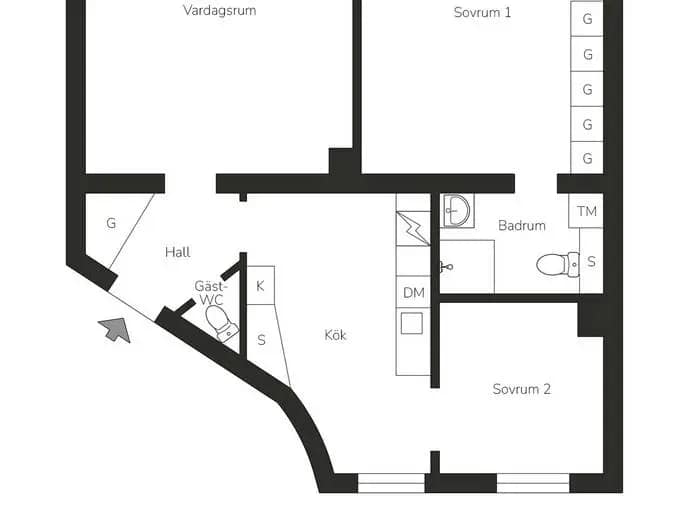 Floor plan for Karlbergsvägen 29B