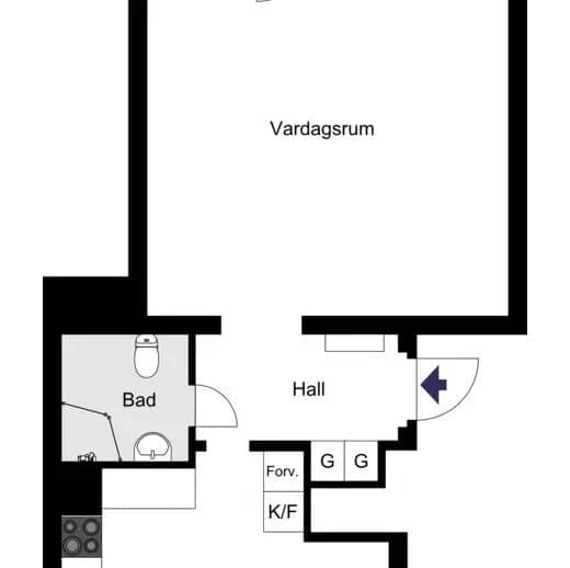 Floor plan for Dansbanevägen 45, 1 tr.