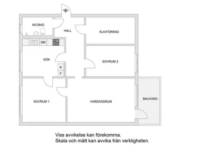 Planritning för Kastrupgatan 9, 2 tr
