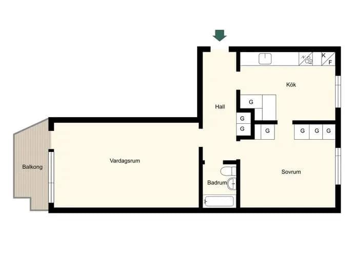 Floor plan for Nykroppagatan 29, 2tr