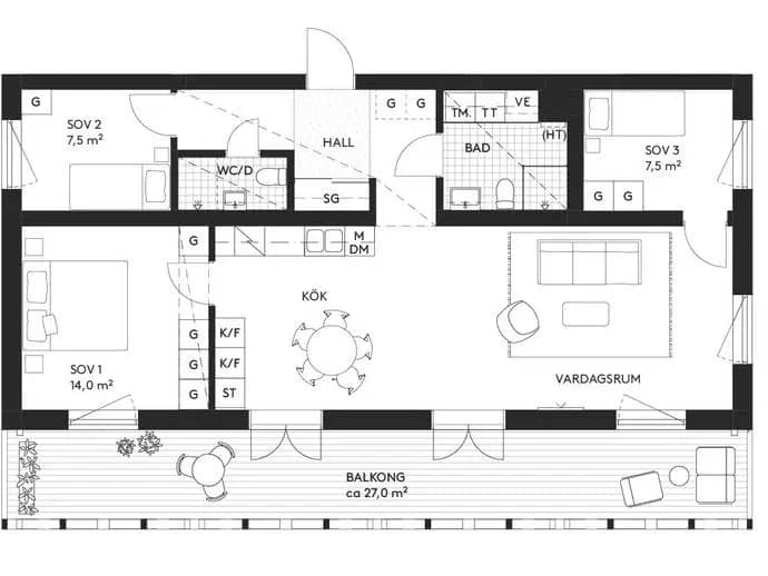 Floor plan for Svanskogsvägen 4