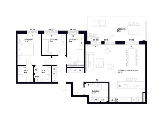 Floor plan for Nordenflychtsvägen 68