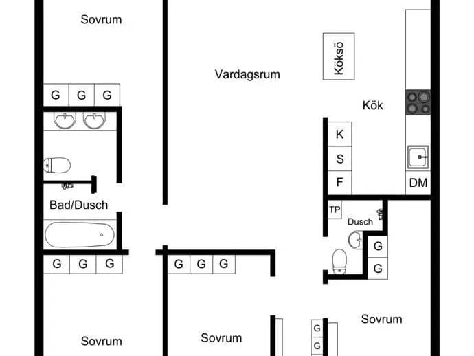 Floor plan for Valhallavägen 16, 4 tr