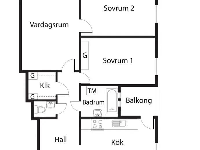 Planritning för Skrakgränd 1, 6 tr