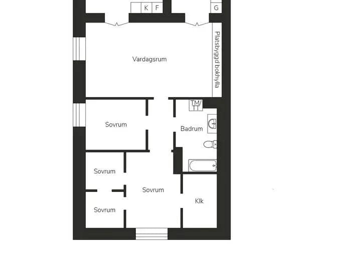 Planritning för Stora Kvinns väg 74