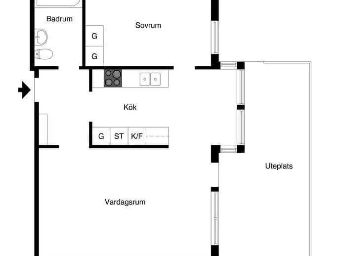 Planritning för Västra vägen 19