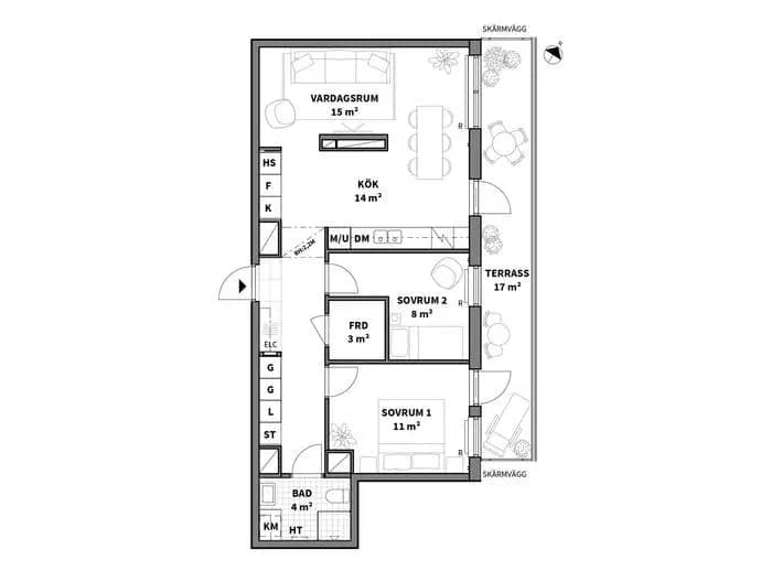 Planritning för Garvis Carlssons gata 32