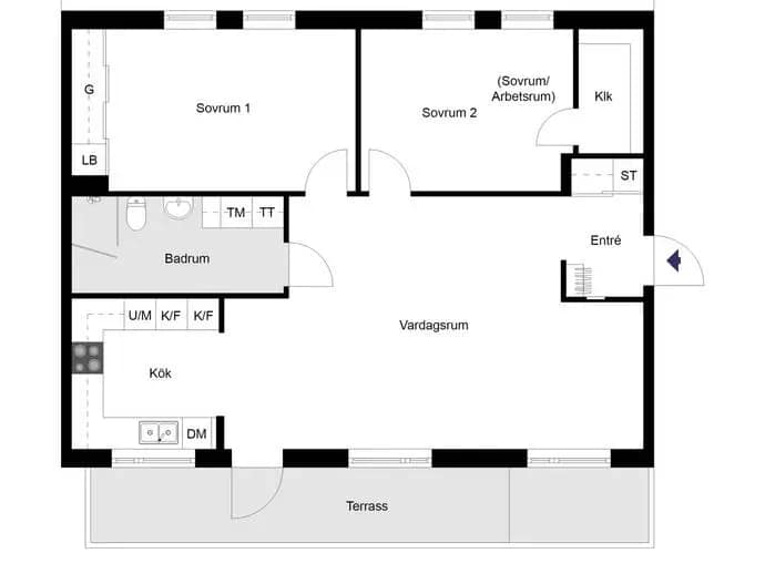 Planritning för Fridensborgsvägen 107B