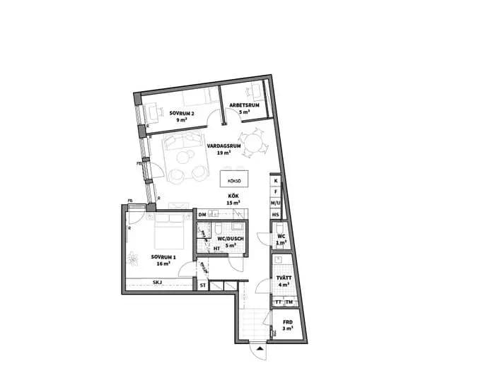 Floor plan for Garvis Carlssons gata 32