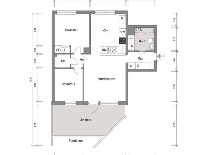 Planritning för Fridensborgsvägen 145