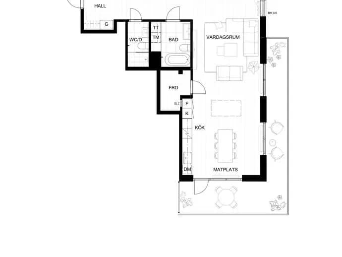 Planritning för Södra vägen 24