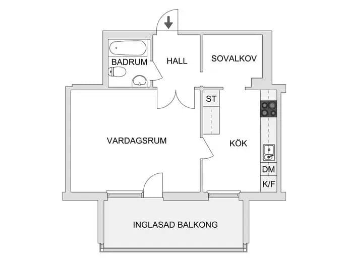 Planritning för Finntorpsvägen 11