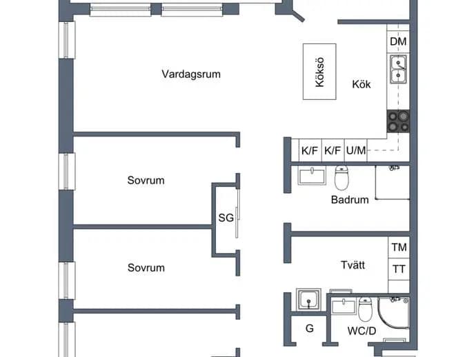 Floor plan for Mjölnarvägen 8A