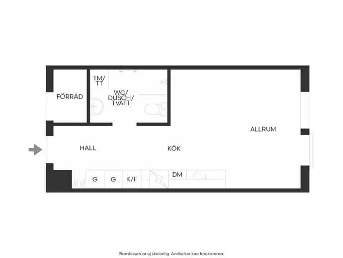 Planritning för Hägerneholmsvägen 6B
