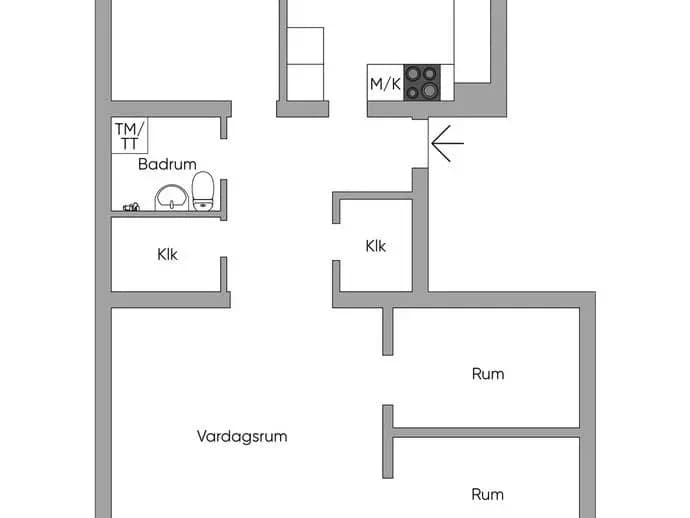 Planritning för Allévägen 15B