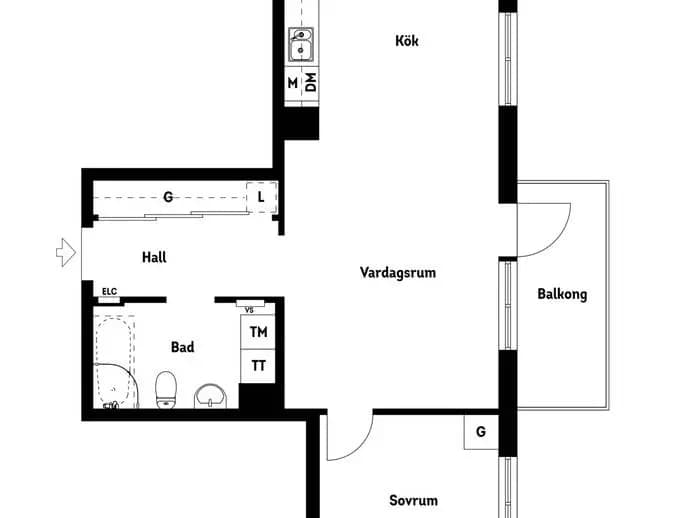 Planritning för Chamottevägen 7