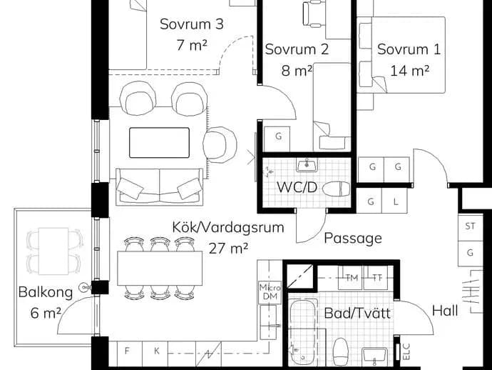 Planritning för Kastellgränd