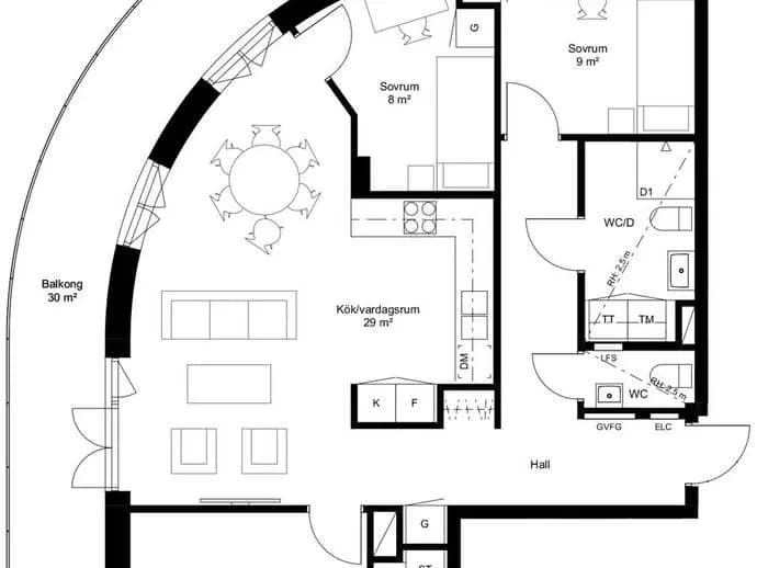 Planritning för Turebergs allé 6