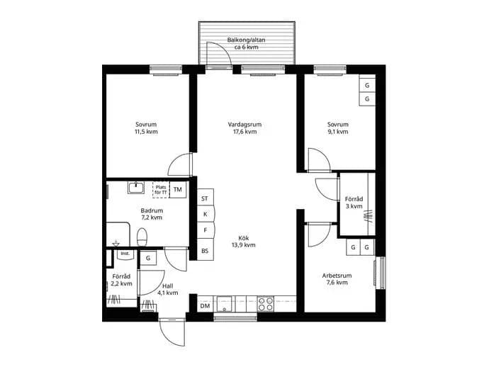 Planritning för Östra Kallforsvägen 6 1101