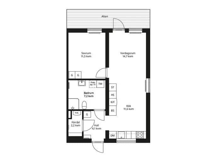 Planritning för Östra Kallforsvägen 14A