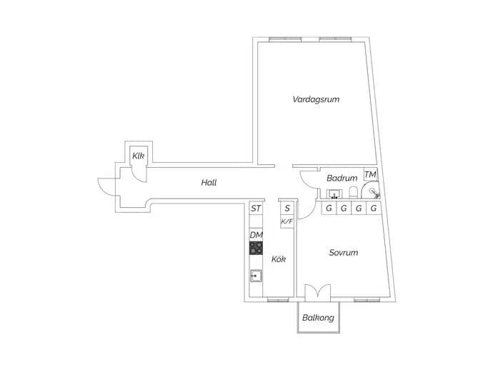 Floor plan for Västra Kanalgatan 23