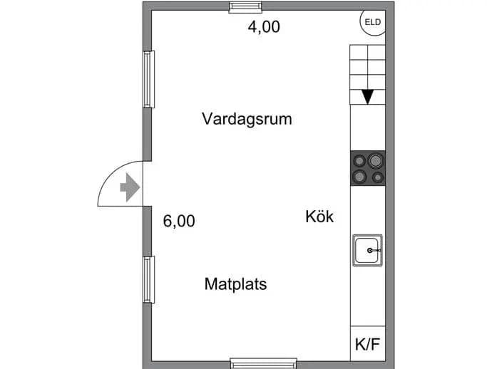 Planritning för Solängens koloniområde stuga 56