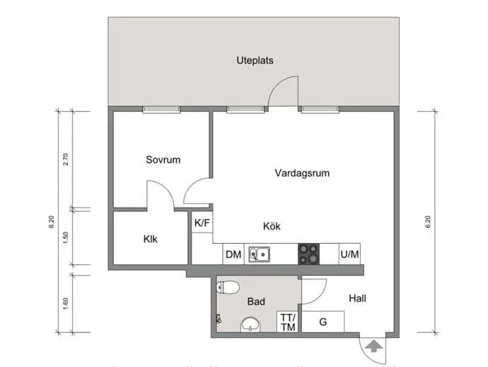 Planritning för Parkgatan 12E