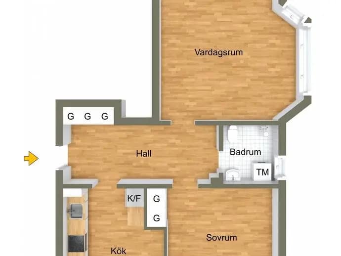 Planritning för Östergatan 2B