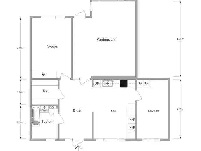Planritning för Nydalavägen 89