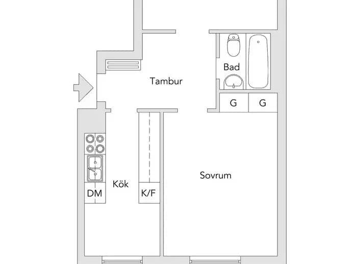 Planritning för Dalgatan 21B