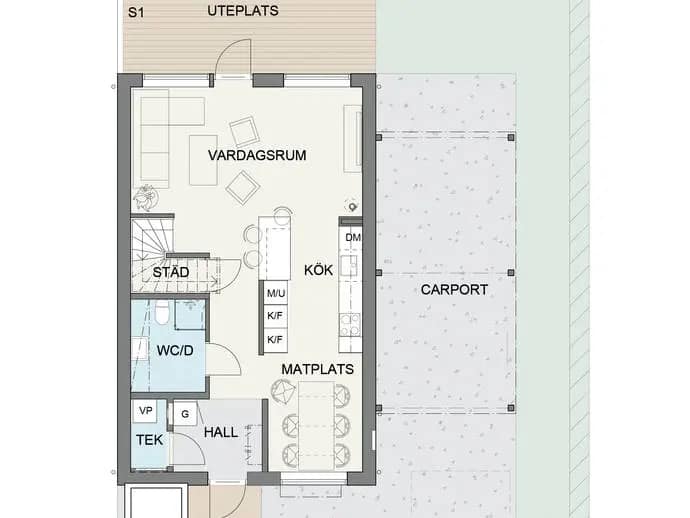 Planritning för Prästkragevägen
