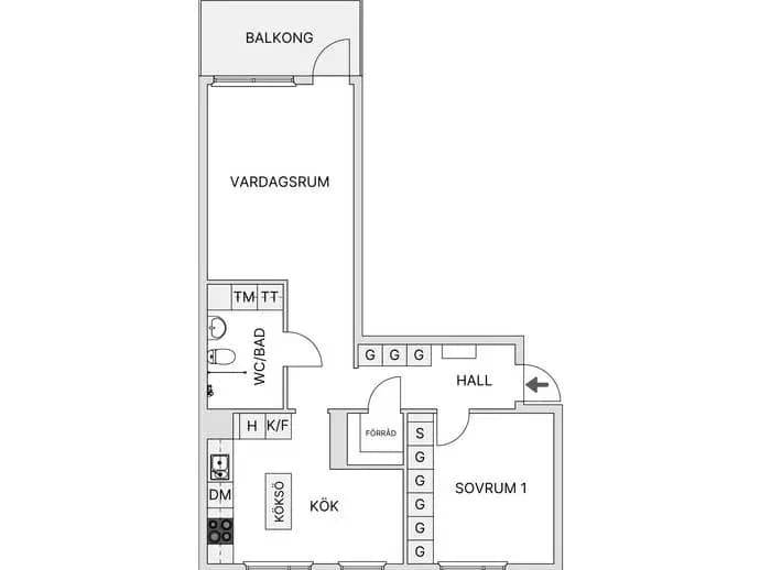Floor plan for Hästskovägen 84, 3 tr.