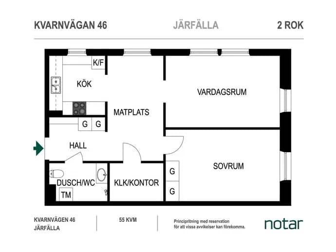 Floor plan for Kvarnvägen 46