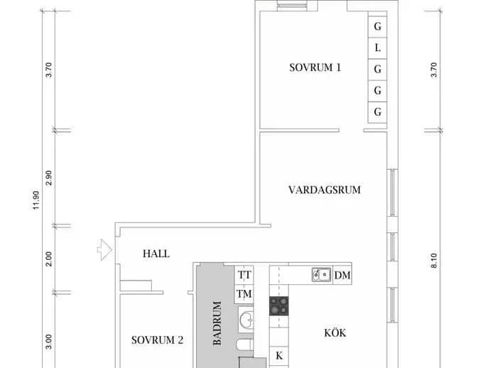 Floor plan for Källtorpsvägen 11