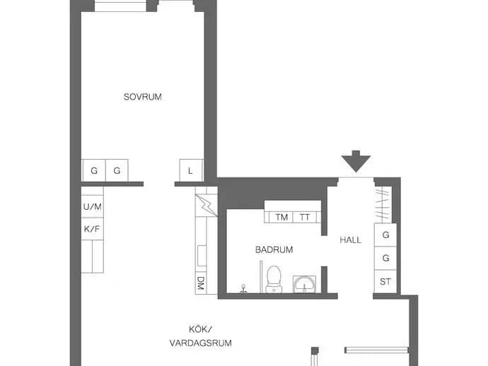 Floor plan for Löfströms allé 4A, 1tr