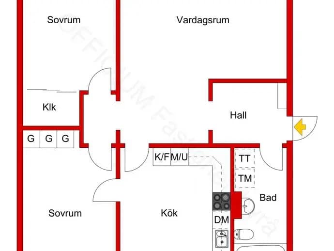 Planritning för Sankt Albans väg 6, 1tr