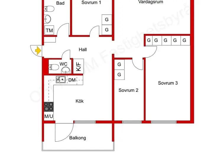 Floor plan for Linvägen 7, 7tr