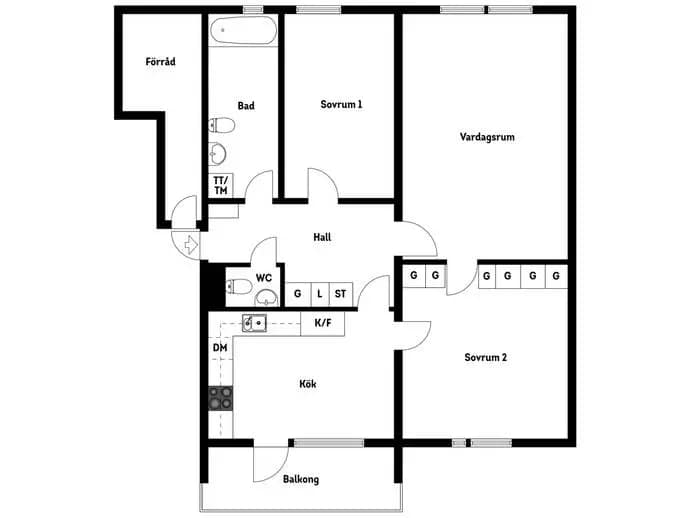 Floor plan for Linvägen 6, 2 tr