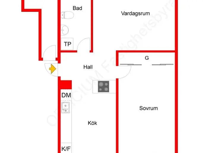 Planritning för Timotejvägen 13, 5tr