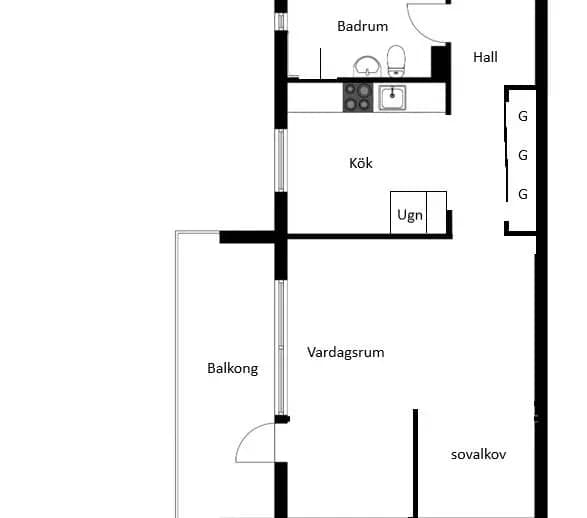 Planritning för Klövervägen 14